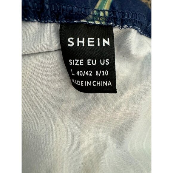 SHEIN SXY Tropical Print Cut-out Drawstring Knot Bodycon Dress Womens Size L - Picture 7 of 7